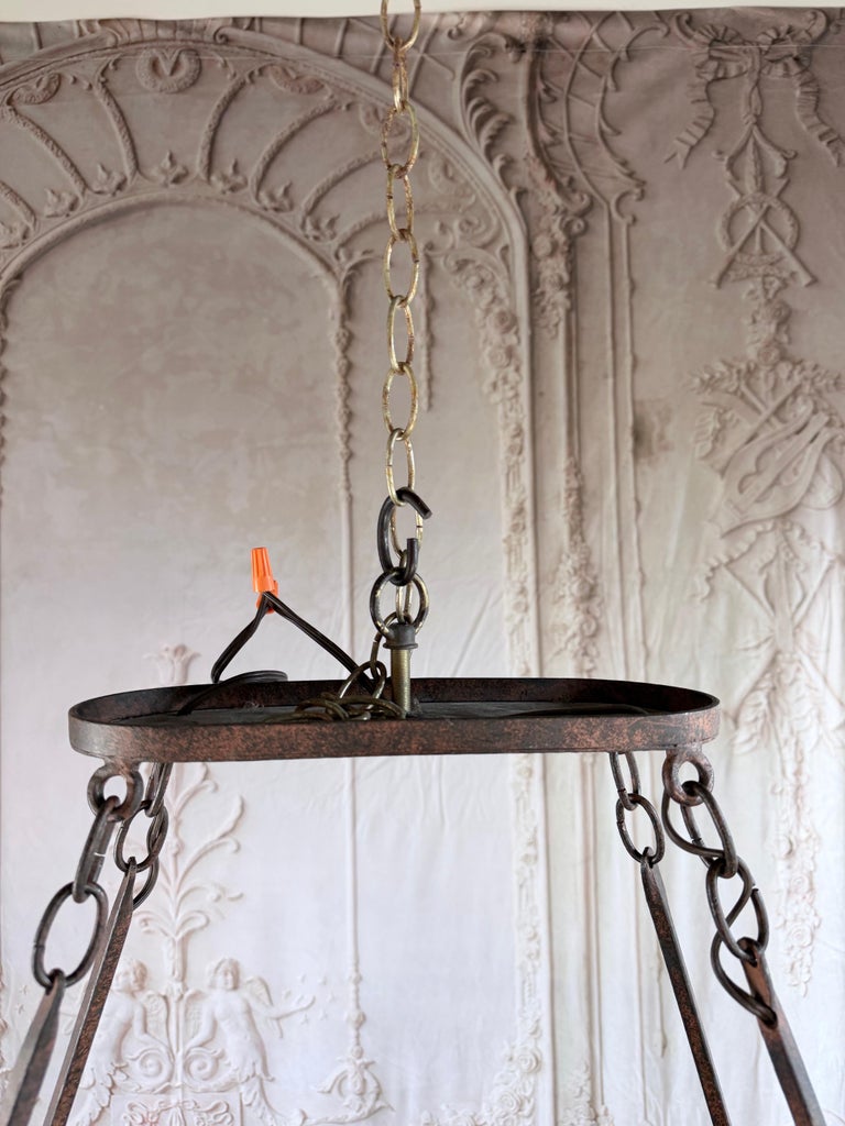 20th Century Spanish Style Wrought Iron Chandelier 6-Light