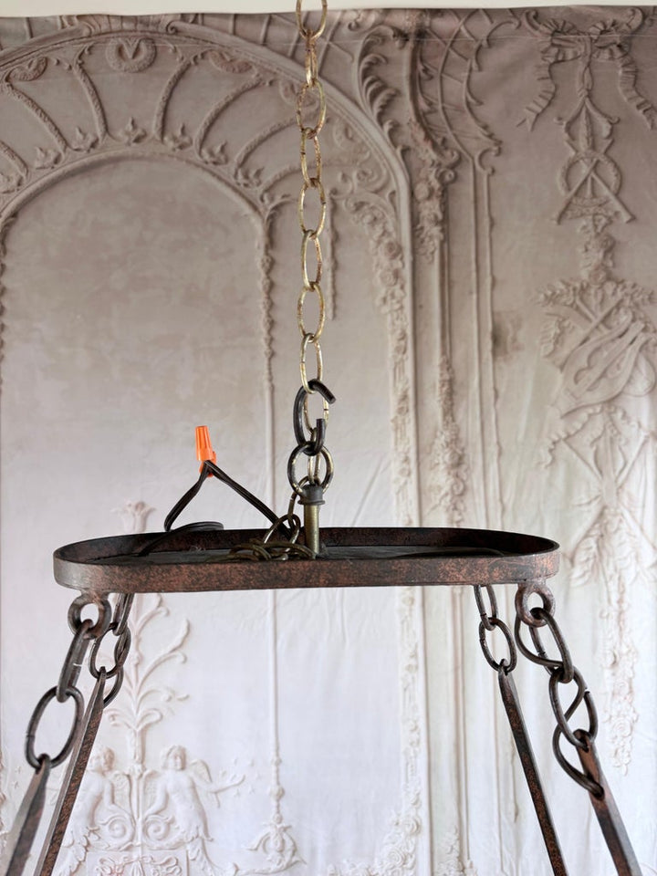 20th Century Spanish Style Wrought Iron Chandelier 6-Light