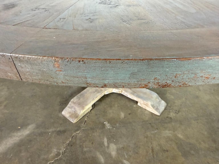 Rustic Painted Pedestal Dining Table