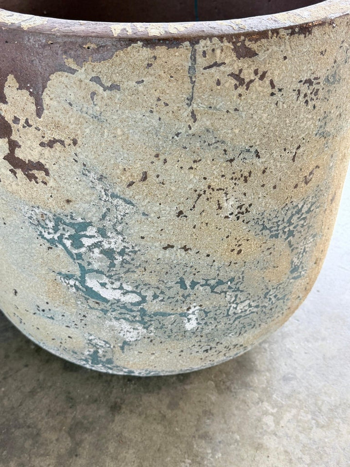 20th Century French Reconstituted Stone Garden Urn with Verdigris Patina