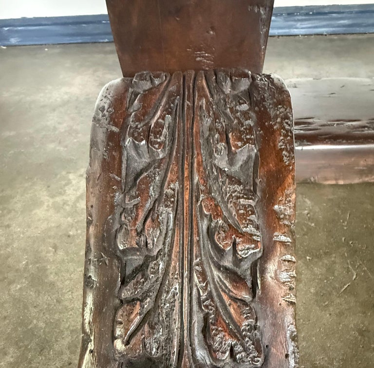 Monumental Spanish Revival Carved Trestle Dining Table, Early 20th Century