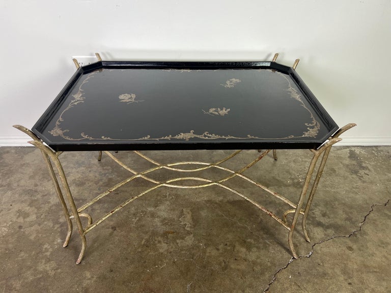 Chinoiserie Lacquered Tea Table on Metal Base by Ebanista