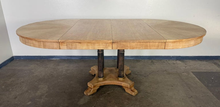 Vintage Expandable Round-to-Oval Dining Table with Pedestal Base