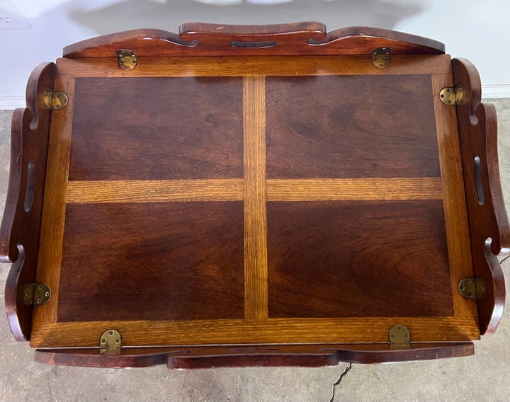 English Chippendale Inlaid Mahogany Tea Table C. 1940's