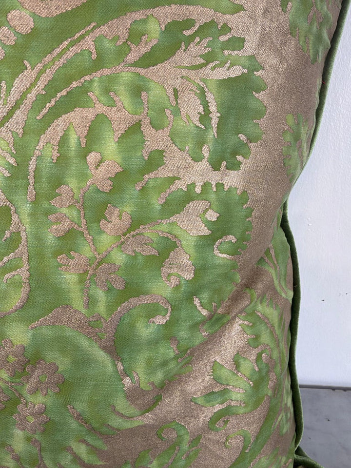 Mariano Fortuny Glicine Patterned Pillows, Moss Green &amp; Gold Damask
