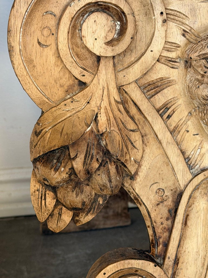 Pair of 19th C. Italian Renaissance Sgabello Hall Chairs - Heavily Carved Walnut