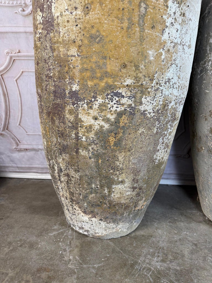 Pair of Monumental Terracotta Olive Jars with Weathered Patina