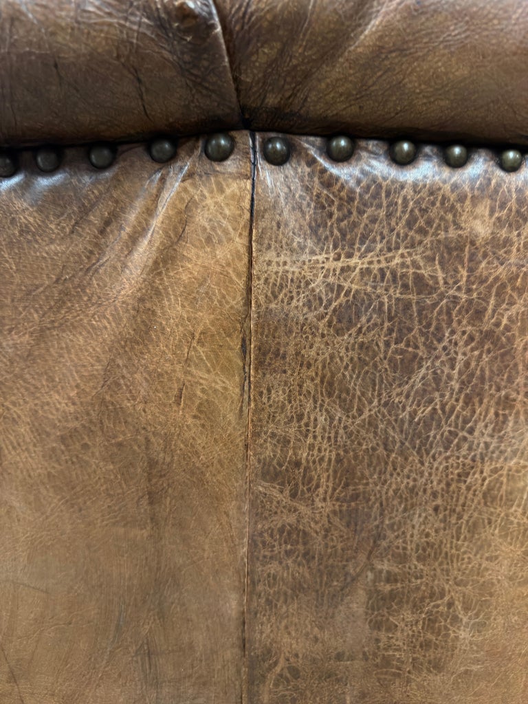 Pair of English Library Club Chairs in Hand-Finished Cognac Leather