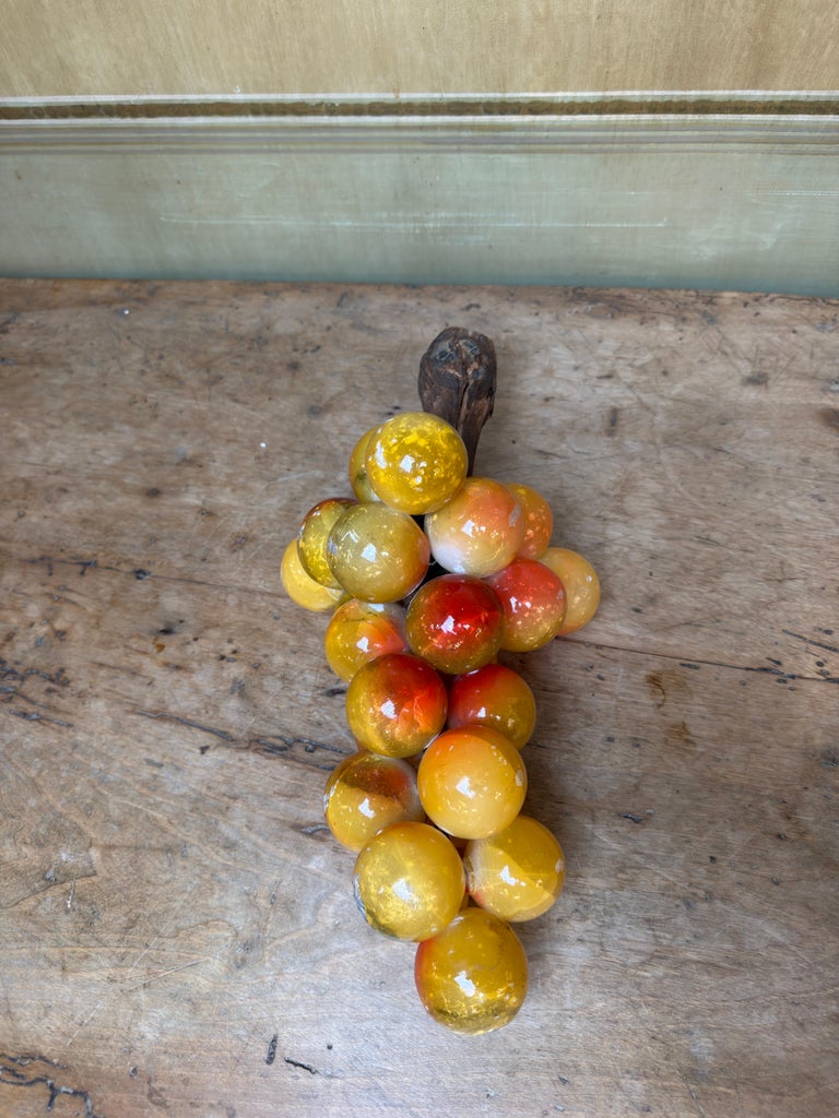 Large Vintage Italian Alabaster Grape Cluster Sculpture
