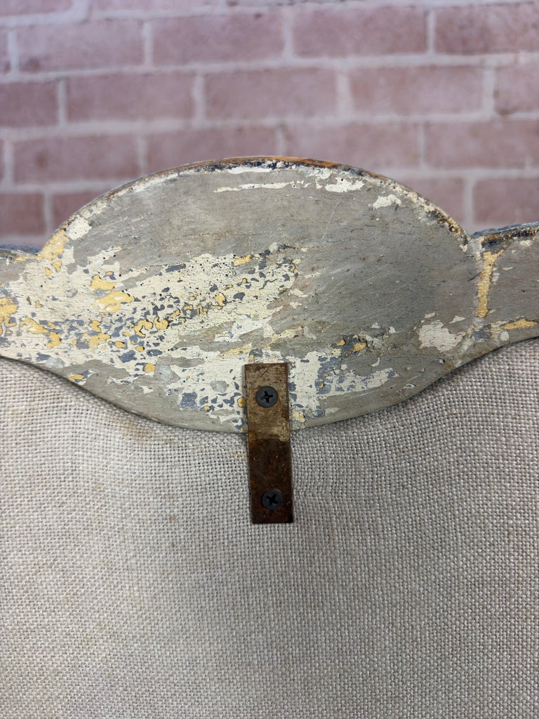 French Louis XV Corbeille Settee with Original Distressed Patina and Shell Crest