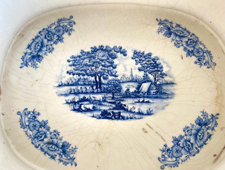 Blue and White English Transferware Cachepot