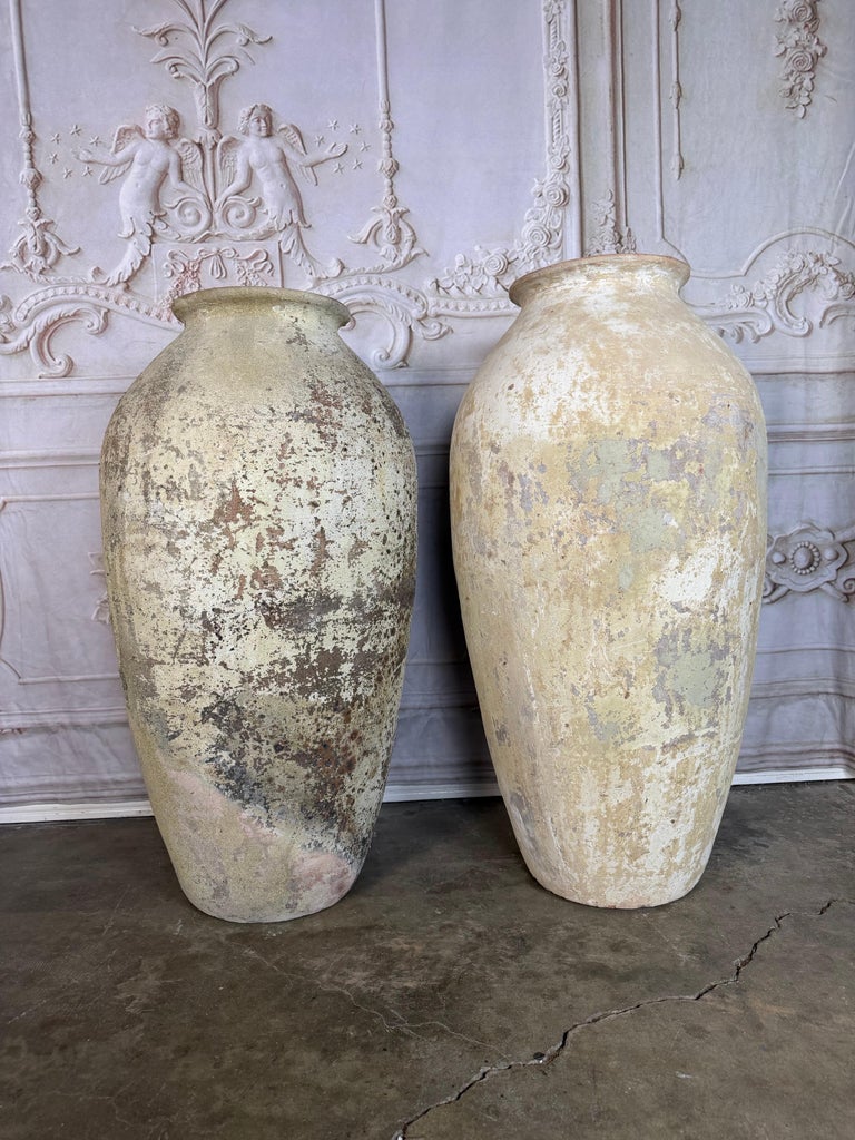 Spanish Colonial Hand-Painted Terracotta Urns, Mid-20th Century