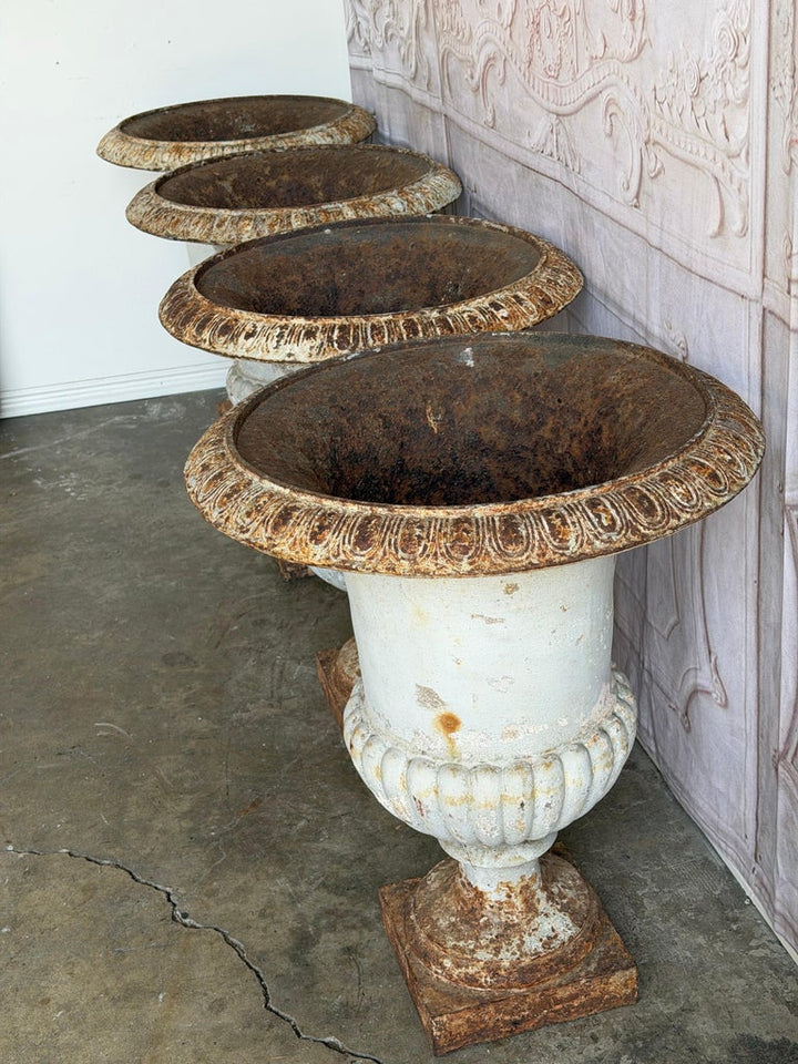 Set of 4 19th Century French Cast Iron Garden Urns