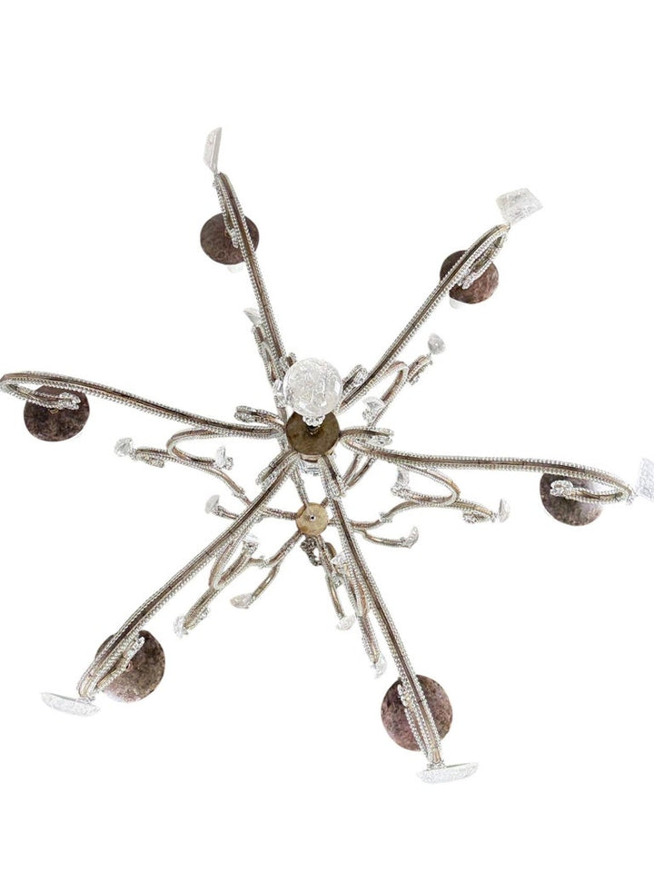 Elegant Rock Crystal and Iron Six-Light Chandelier