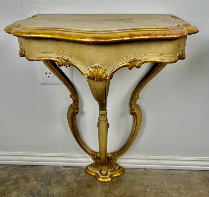 Pair of Italian Painted & Parcel Gilt Consoles w/ Drawers