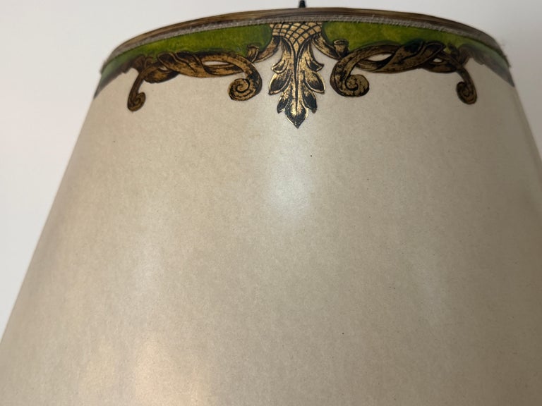 Pair of Vintage Murano Glass Table Lamps - Barovier &amp; Toso Style Olive Green