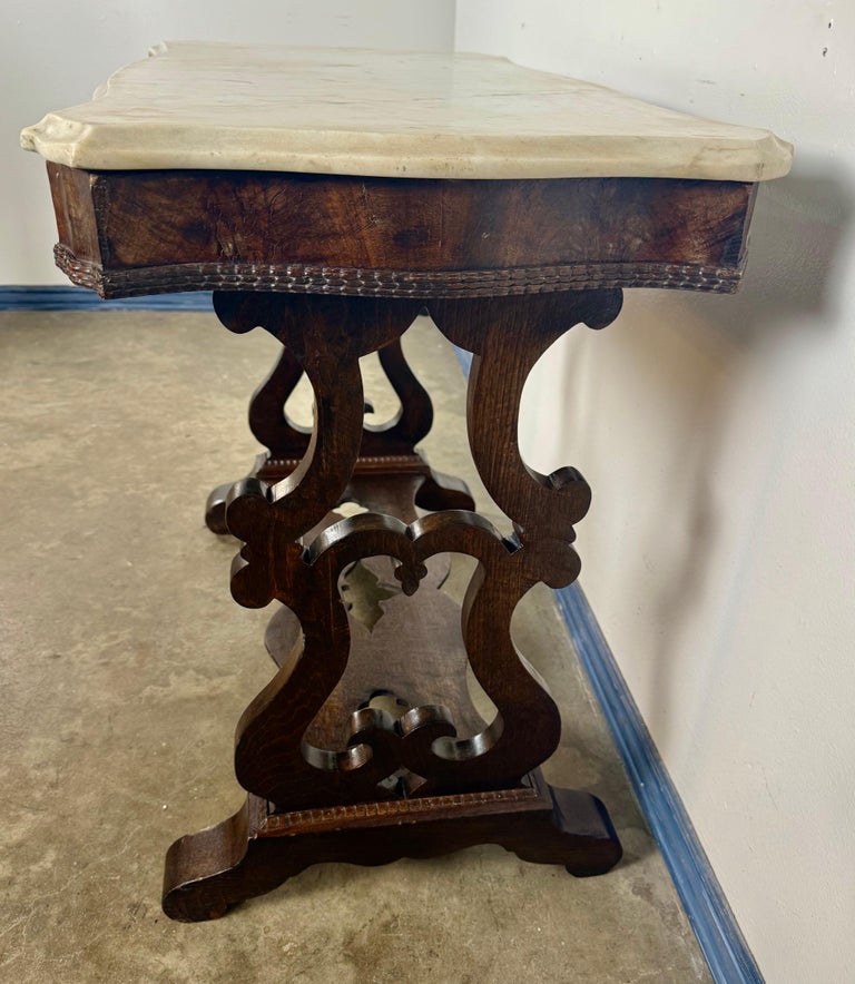 19th Century American Renaissance Revival Marble-Top Side Table