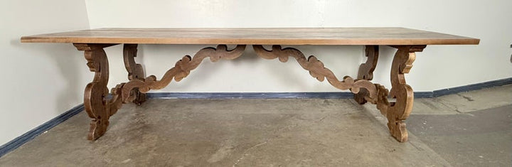Spanish Revival Style Ten-Foot Dining Table in Solid Walnut