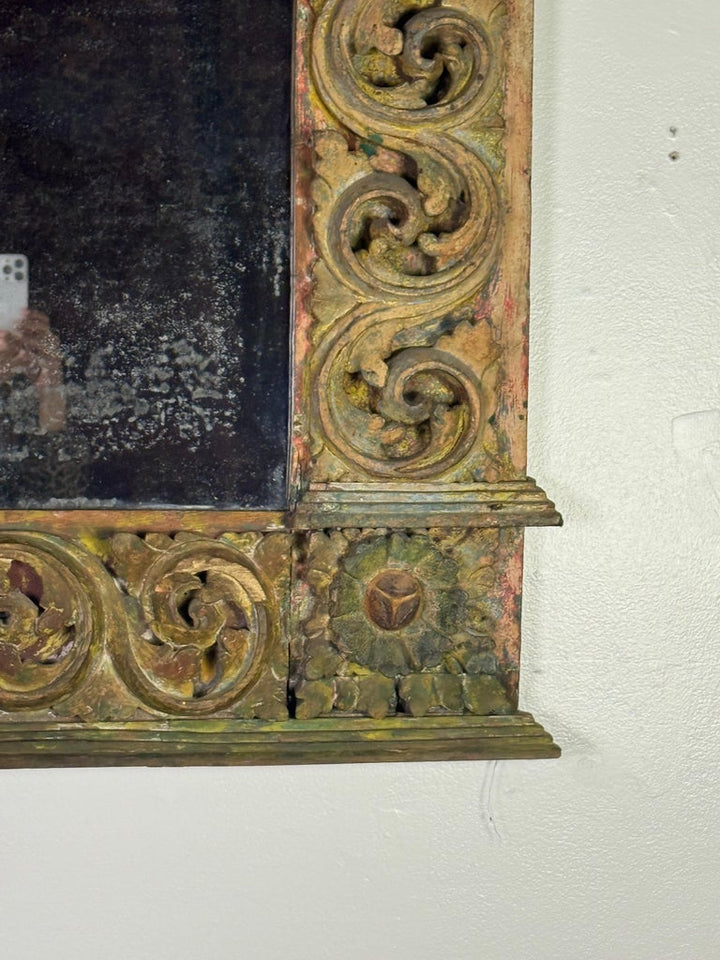 Antique Carved Giltwood Arch-Top Mirror, Continental Europe, 18th–century