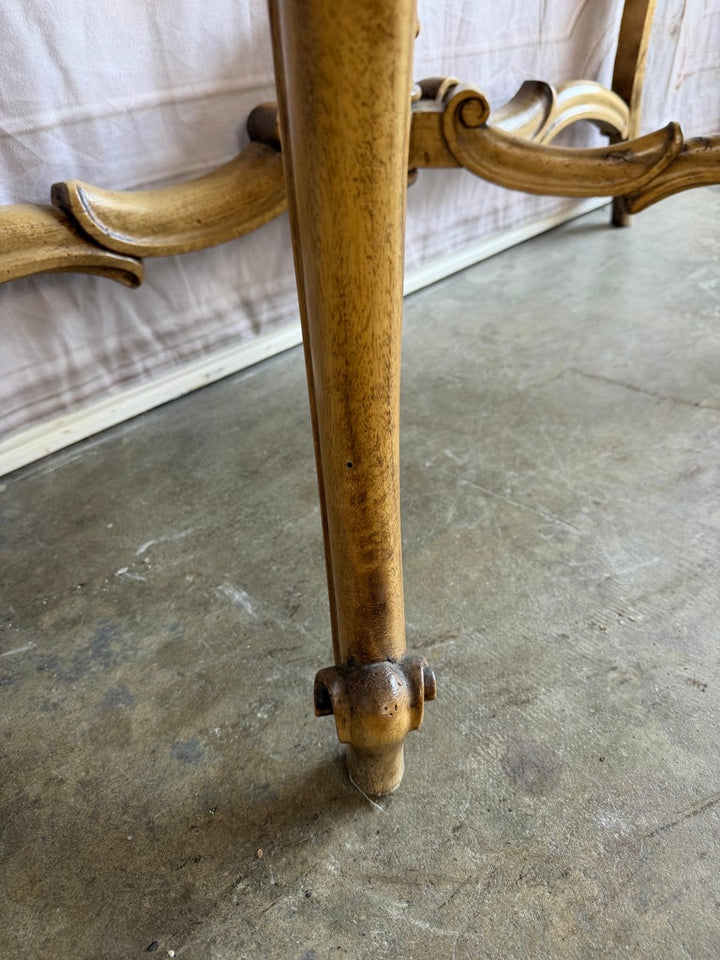 French Louis XV Style Carved Giltwood Console Table with White Marble Top
