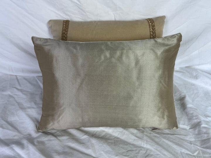 Pair of Metallic Applique Silk Velvet Pillows by MLA