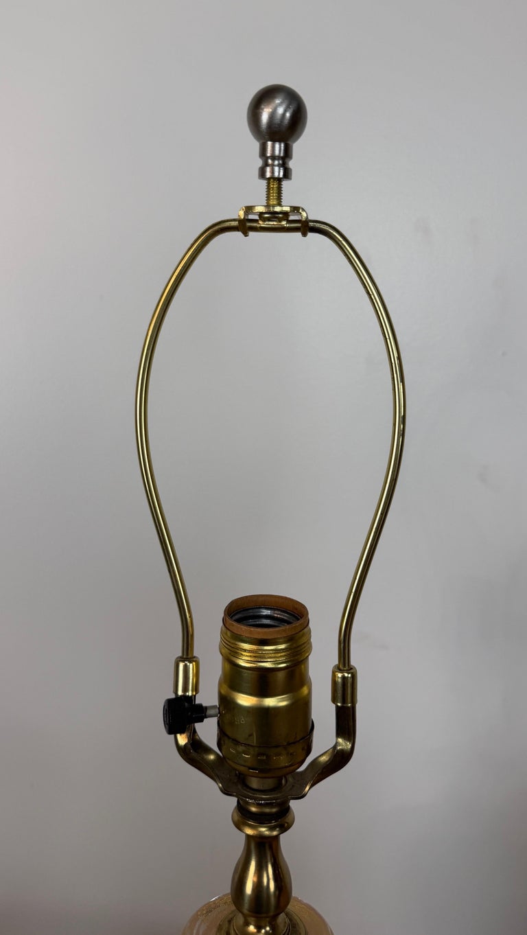 Pair of Murano Pink and Gold Glass Table Lamps w/ Coordinating Parchment Shades