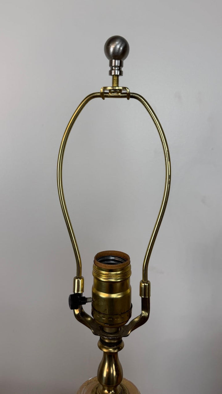 Pair of Murano Pink and Gold Glass Table Lamps w/ Coordinating Parchment Shades