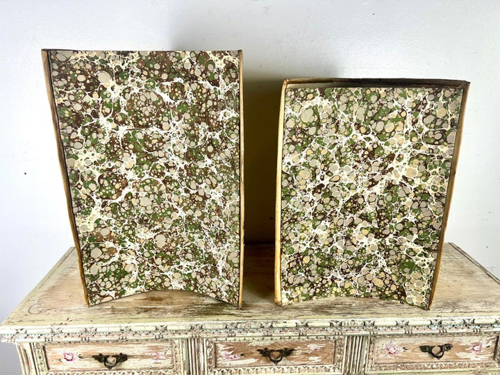 Pair of 19th C. French Book Velum Containers