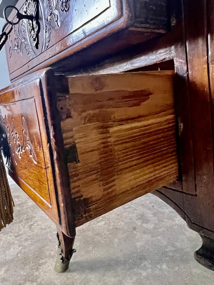 18th Century, French Walnut Leather Top Writing Table W/ Bronze Hardware