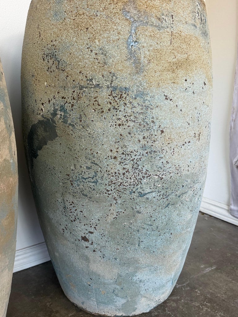 Pair of Monumental Atelier Vierkant Style Planters - Ocean Blue Patina
