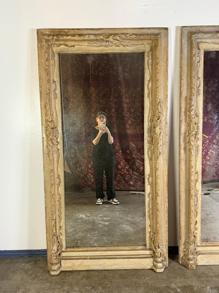 Pair of 19th C. Italian Door Surrounds w/ Antique Mirror