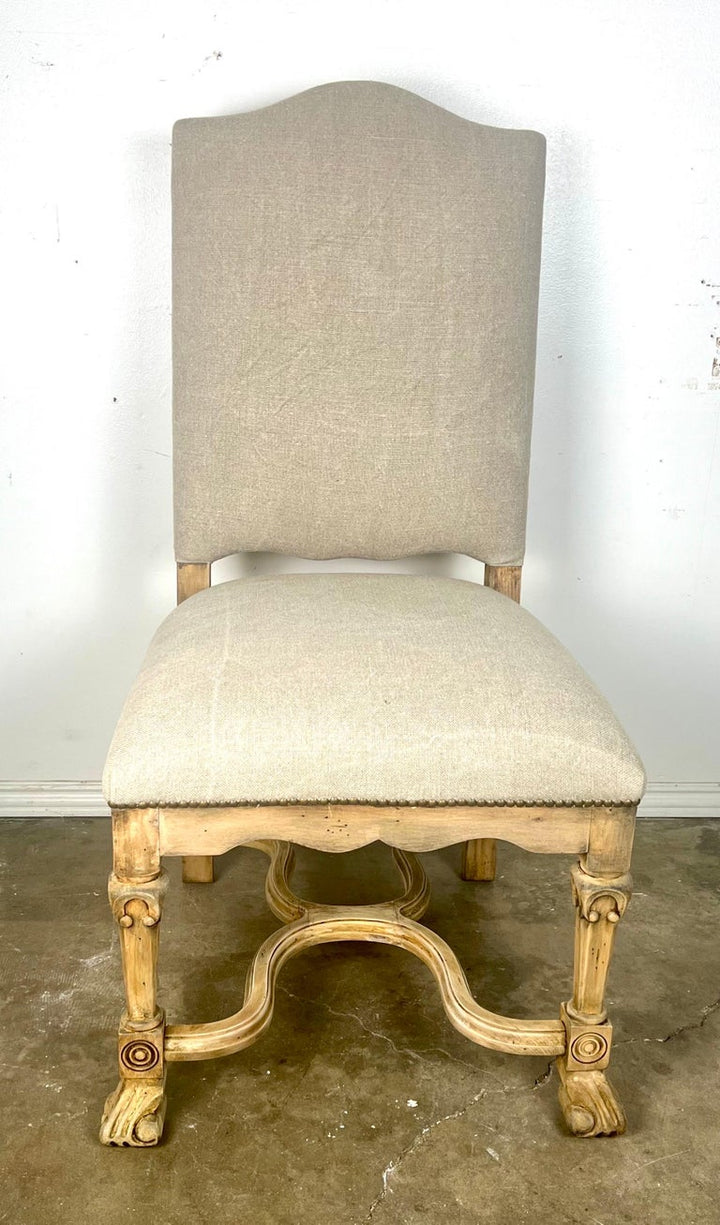 Set of Ten French Provincial Linen Upholstered Dining Chairs