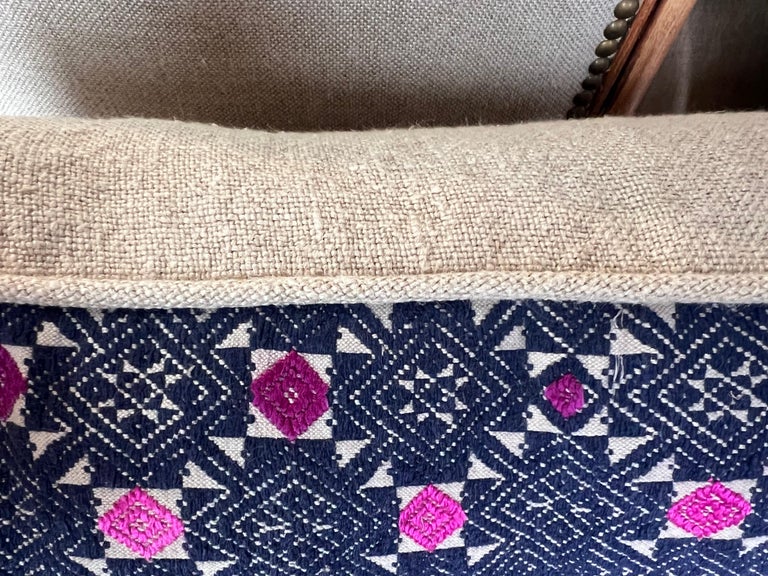 Navy & Pink Geometric Woven Tribal Pillow