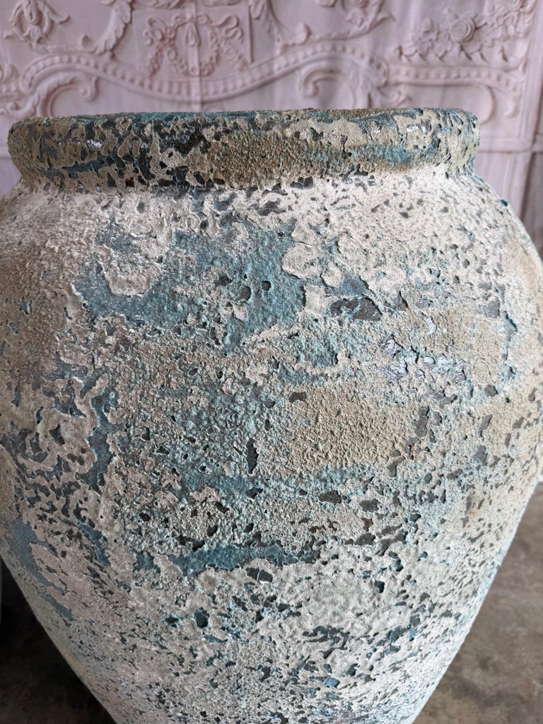 Terra cotta Blue Urns, Garden Elements, Elegant Design