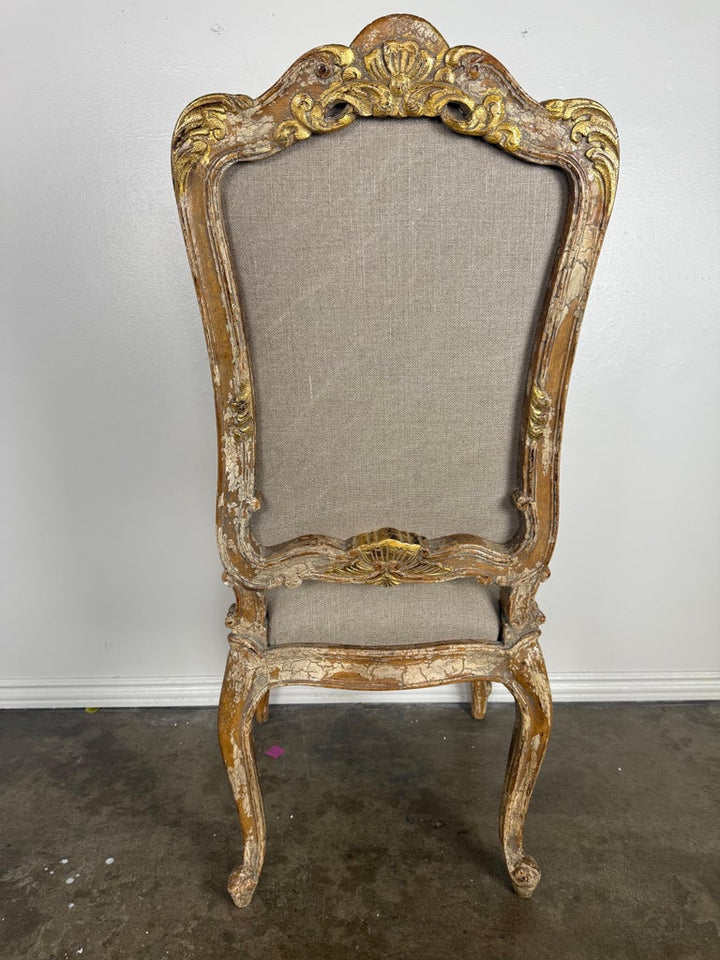 Set of Eight 18th-Century Style French Louis XV Carved & Giltwood Dining Chairs
