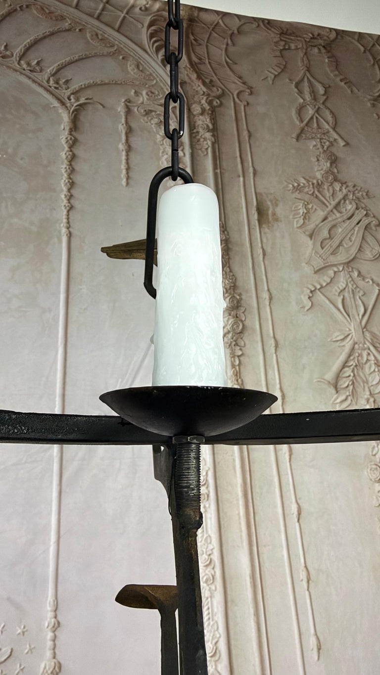 Serpentine Chandelier with Gilt Oak Leaves by Miamar Home