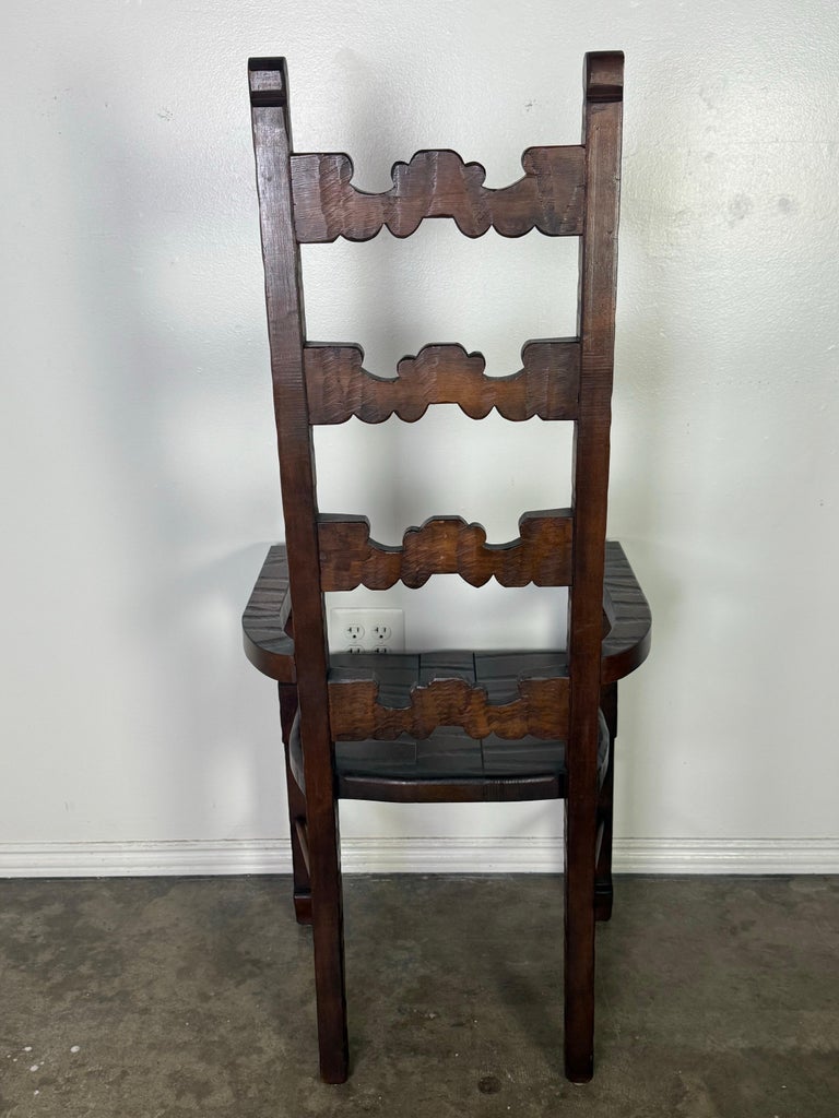Set of 8 Spanish Colonial Revival Carved Wood Dining Chairs, Mid-20th Century