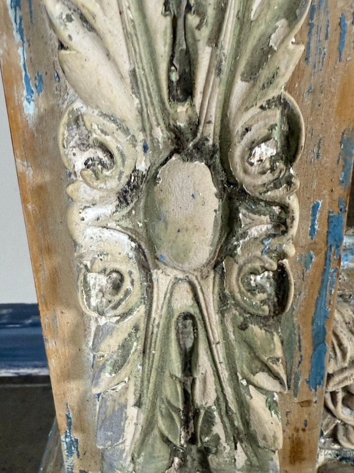 Large 19th Century French Neoclassical Trumeau Mirror with Aged Painted Finish