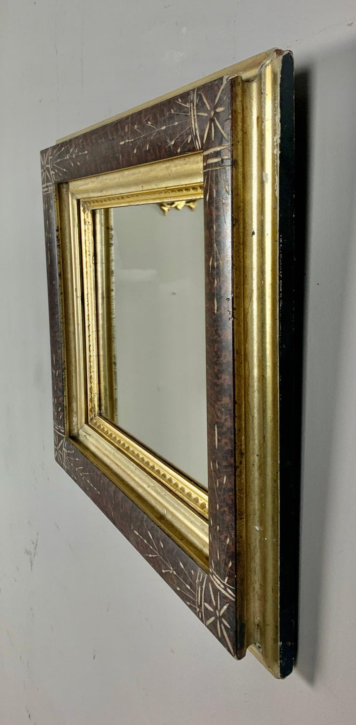 Petite English Wood Mirror with Giltwood Detail