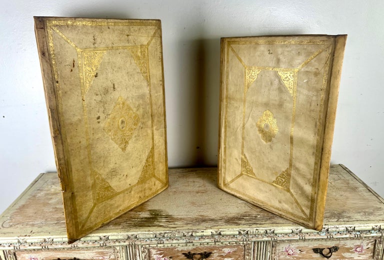 Pair of 19th C. French Book Velum Containers