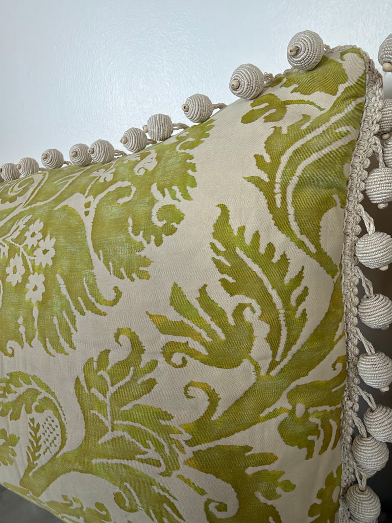 Pair of Mariano Fortuny Pillows - with Designer Pom-Pom Trim