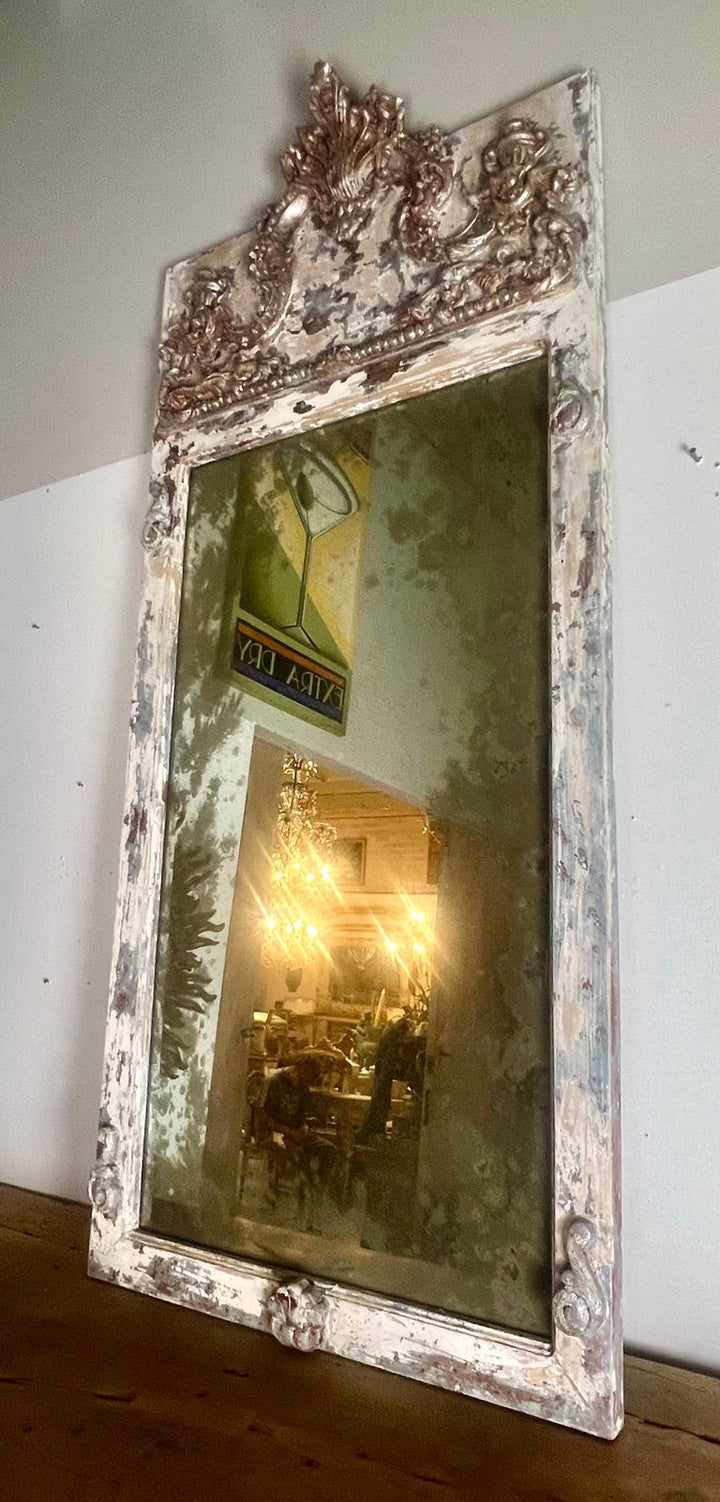 French Painted & Parcel Gilt Mirror