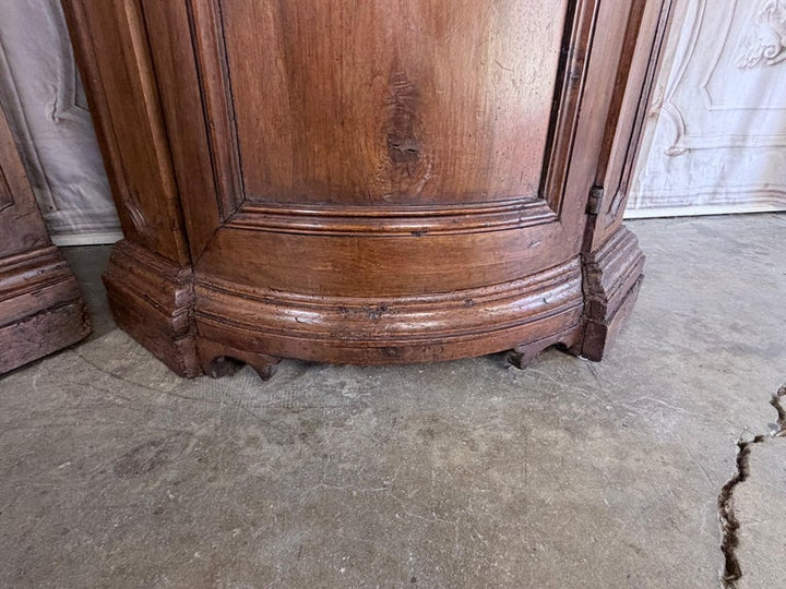 Pair of 18th Century Italian Walnut Corner Cabinets