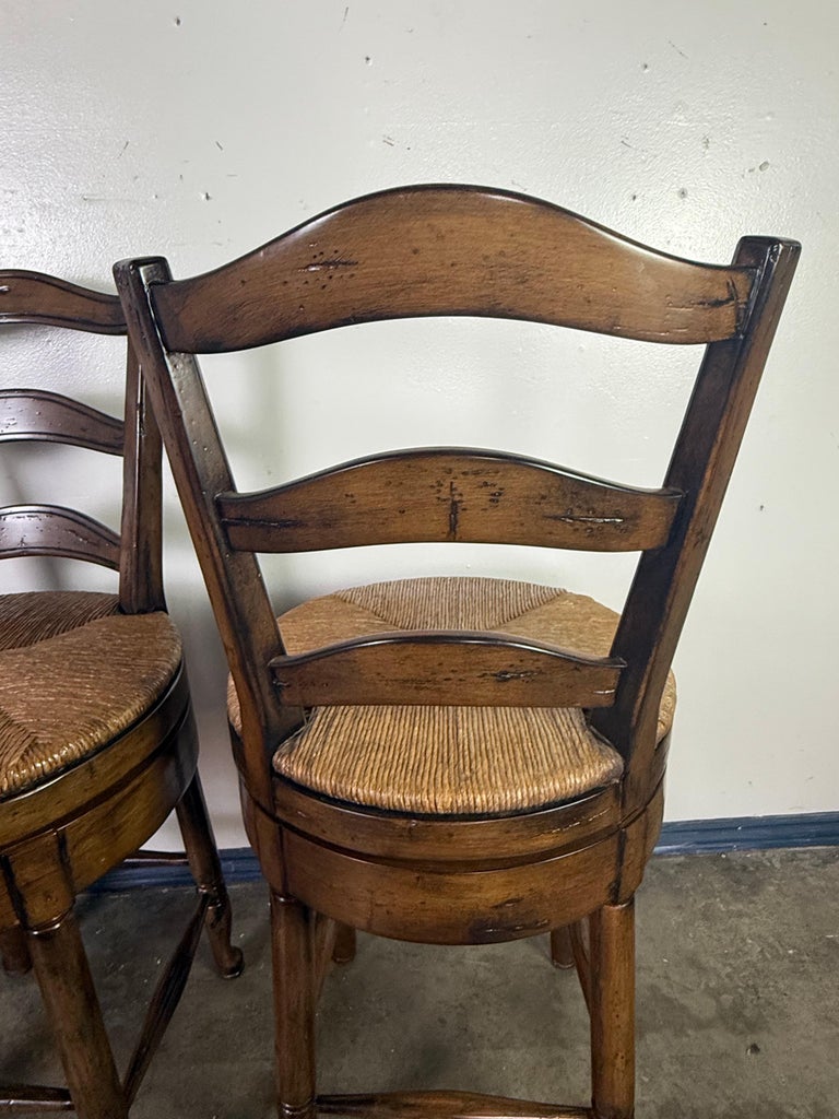 Set of Three French Ladder Back Bar Stools