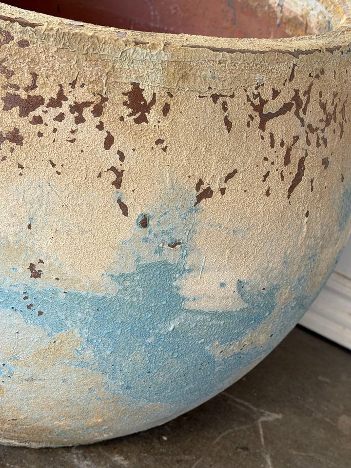 Pair of Monumental Low Bowl Terra Cotta Planters