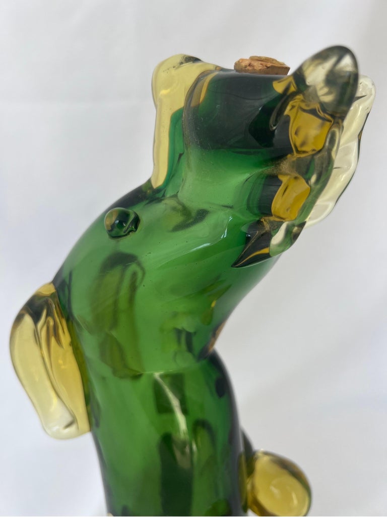 Hand Blown Italian Decanter Depicting A Dog