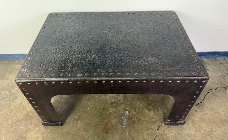 Industrial Riveted Iron Coffee Table from WWII-Era Military Tanks, 1940s