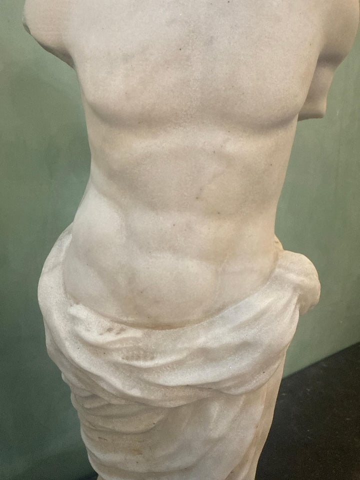 Classical Marble Male Torso Fragment on Custom Stone Base