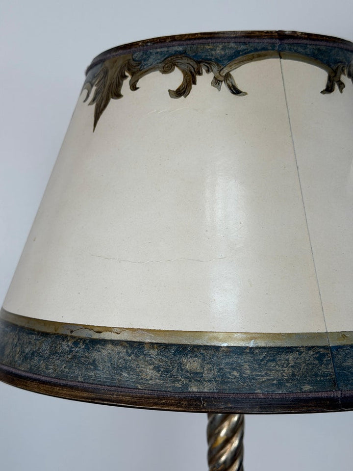Pair of Italian Baroque Barley Twist Table Lamps - Silvered and Giltwood