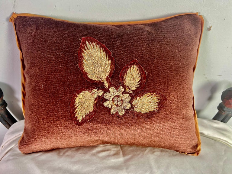 Pair of Velvet Appliquéd Petite Pillows